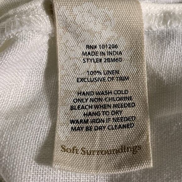 Soft Surroundings Linen Tunic Size 1X Flora Blanco Button Up Embroidered Cuff - Picture 8 of 10
